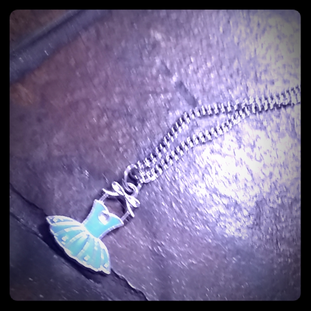 Handmade Blue ballarina dress necklace